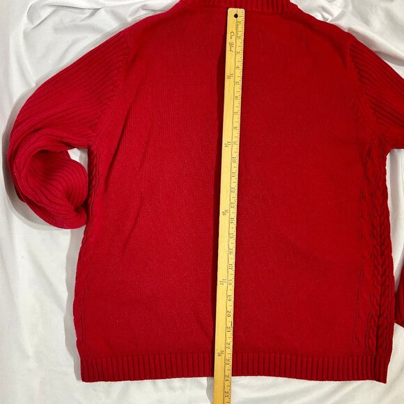 St Johns Bay XL Cotton Red Quarter Zip Sweater - Picture 9 of 11